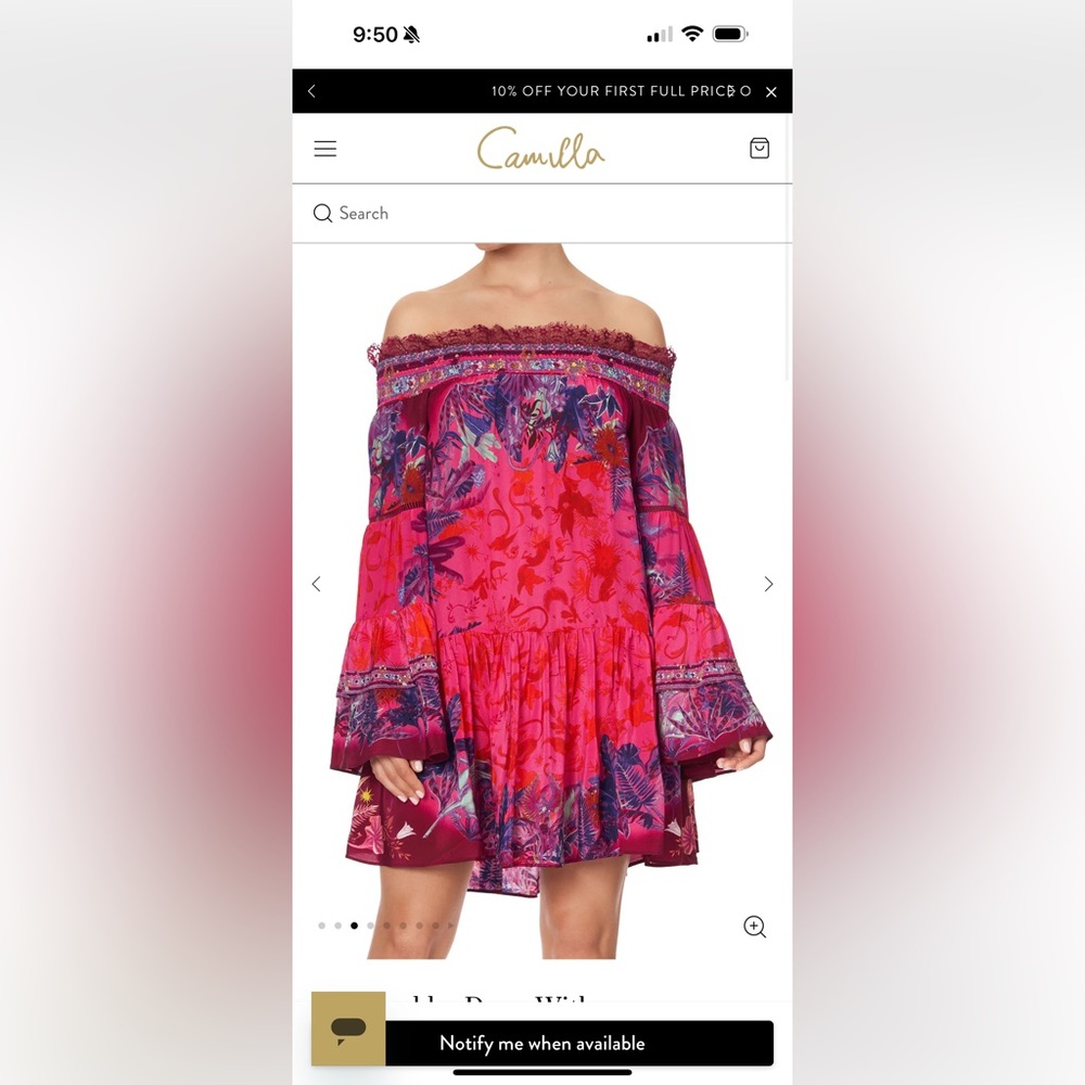 Camilla Off Shoulder Dress With Smocking Tropic Of Neon